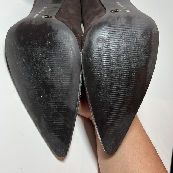 Suede with silver animal skin like design heels - Picture 7 of 8